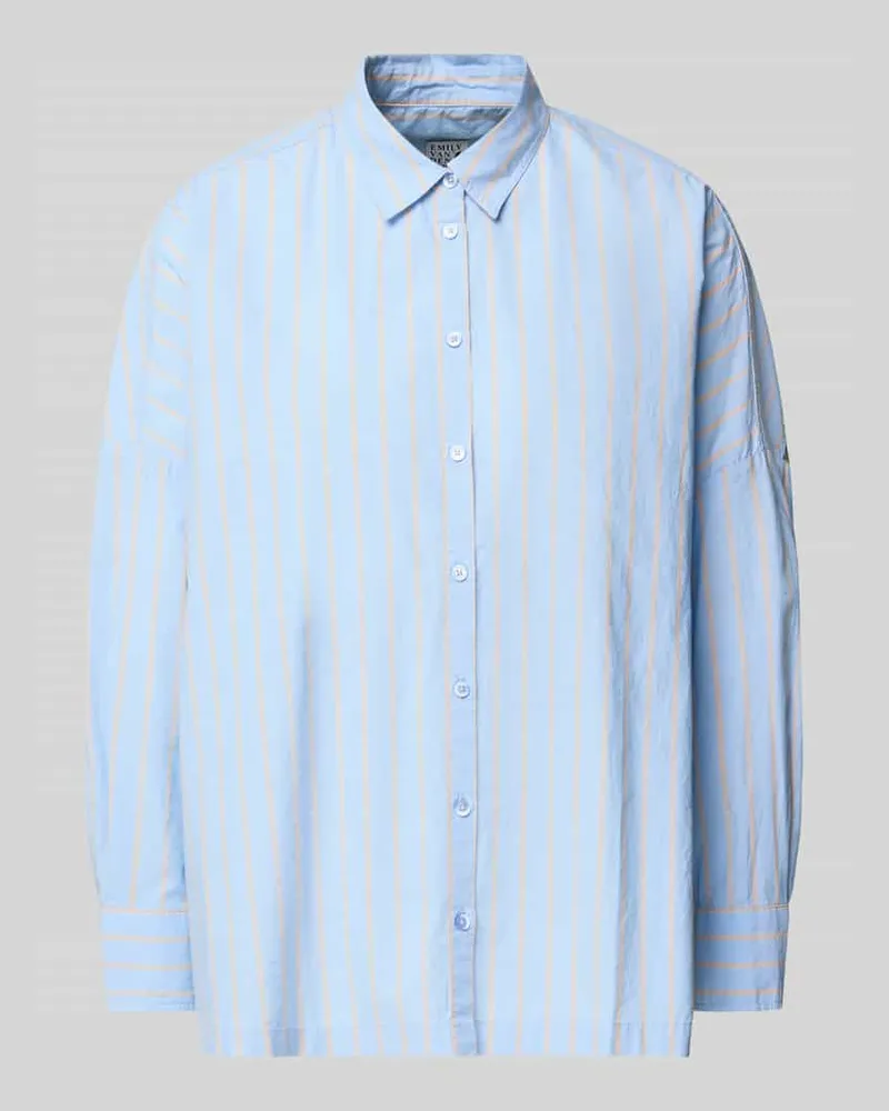Emily van den Bergh Relaxed Fit Damenbluse mit Streifenmuster Hellblau