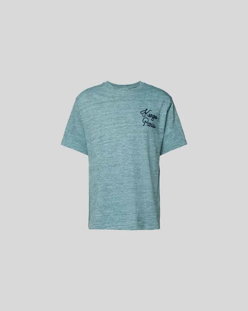 Kenzo Regular Fit T-Shirt mit Logo-Stitching Tuerkis
