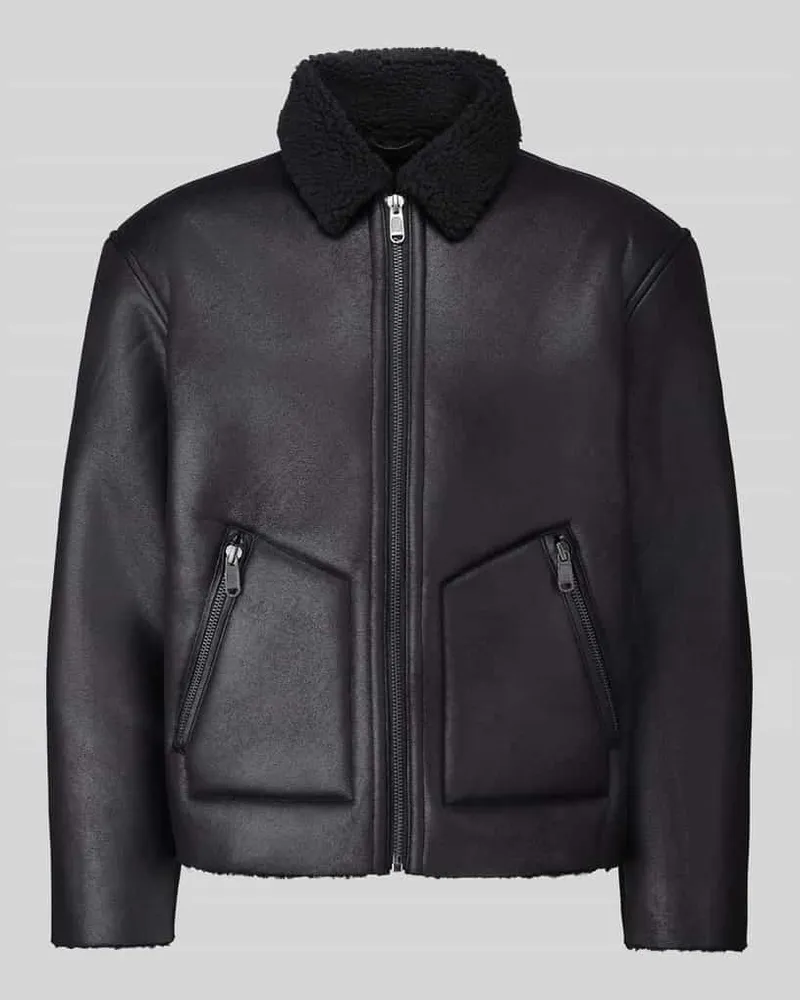 Only & Sons Kunstlederjacke mit Shearlingkragen Black