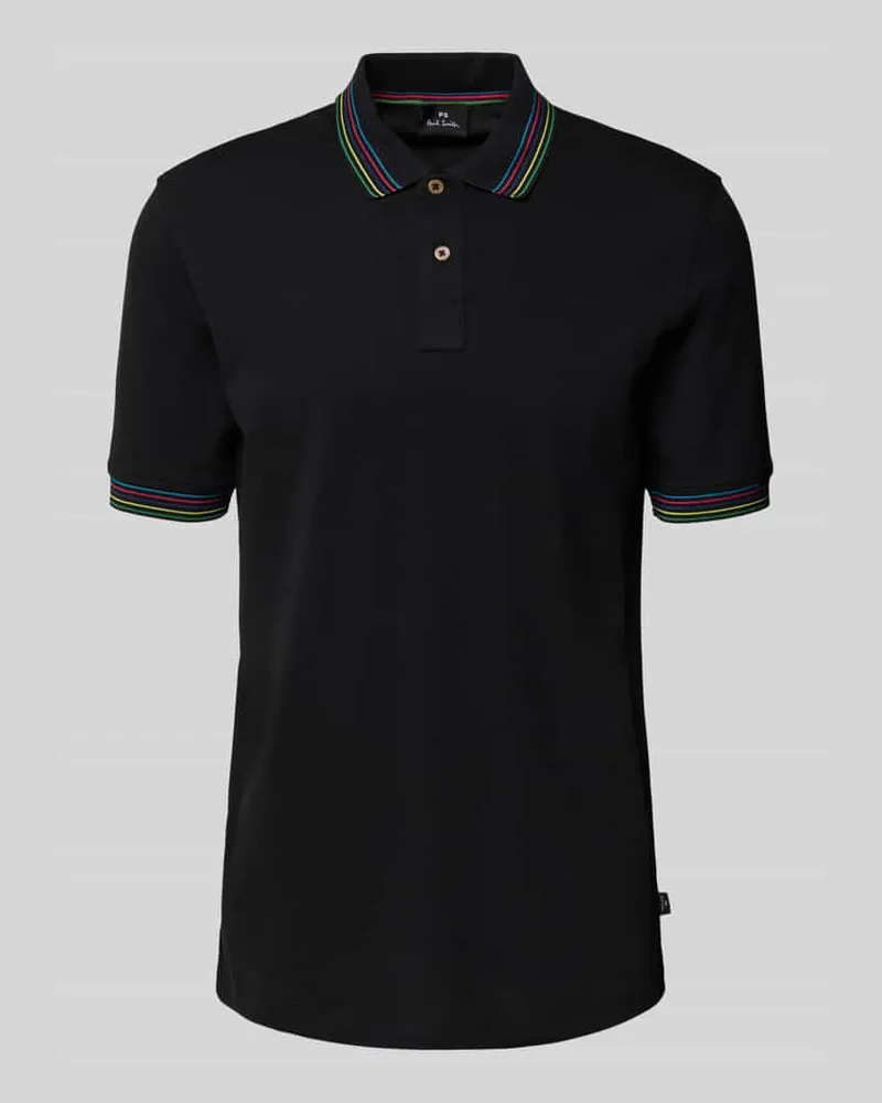 Paul Smith Regular Fit Poloshirt mit Knopfleiste Black