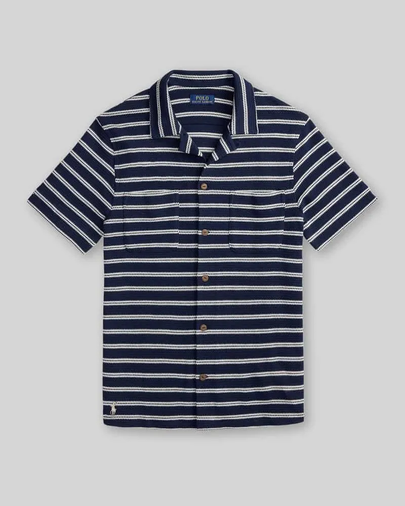 Ralph Lauren Regular Fit Freizeithemd aus Baumwoll-Mix mit Lochmuster-Streifen Marine