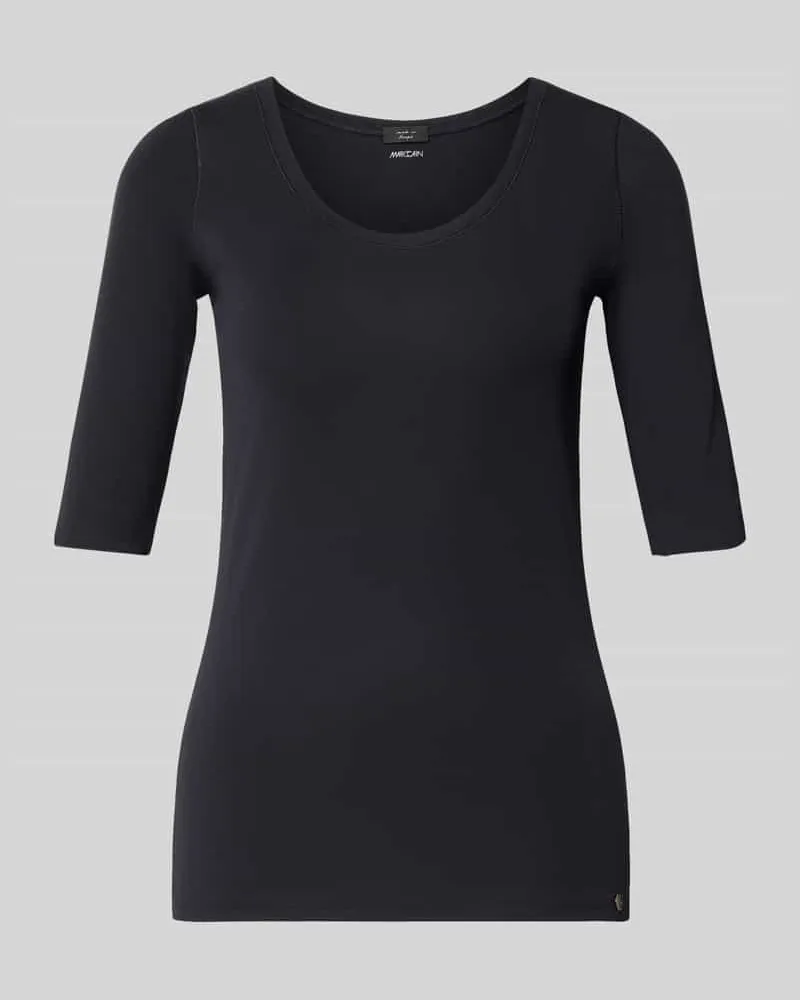 Marc Cain T-Shirt mit Ärmelaufschlag und Rundhalsausschnitt Marine