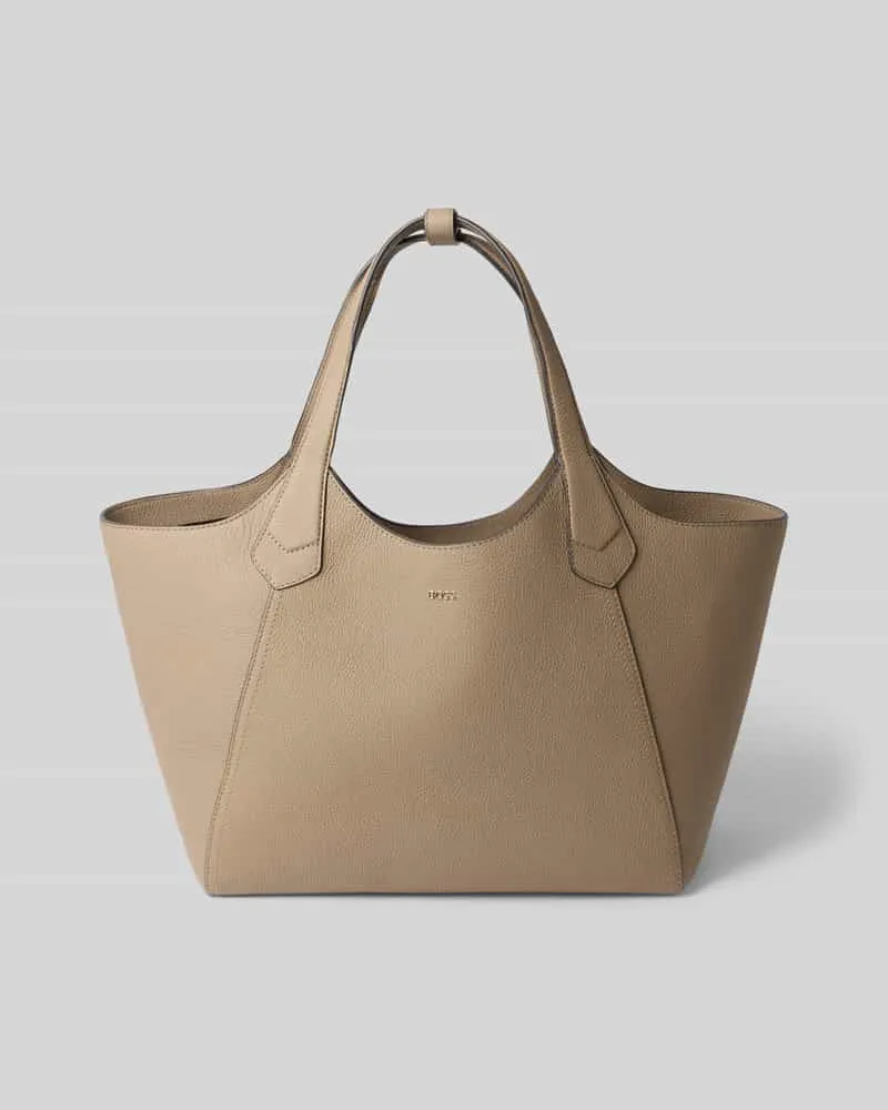 HUGO BOSS Shopper aus echtem Leder mit Label-Detail Beige