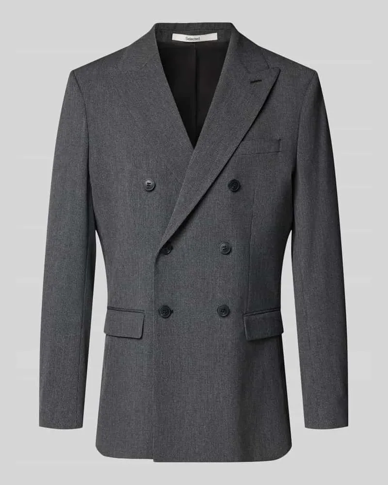 Selected Slim Fit Sakko mit doppelreihiger Knopfleiste Anthrazit