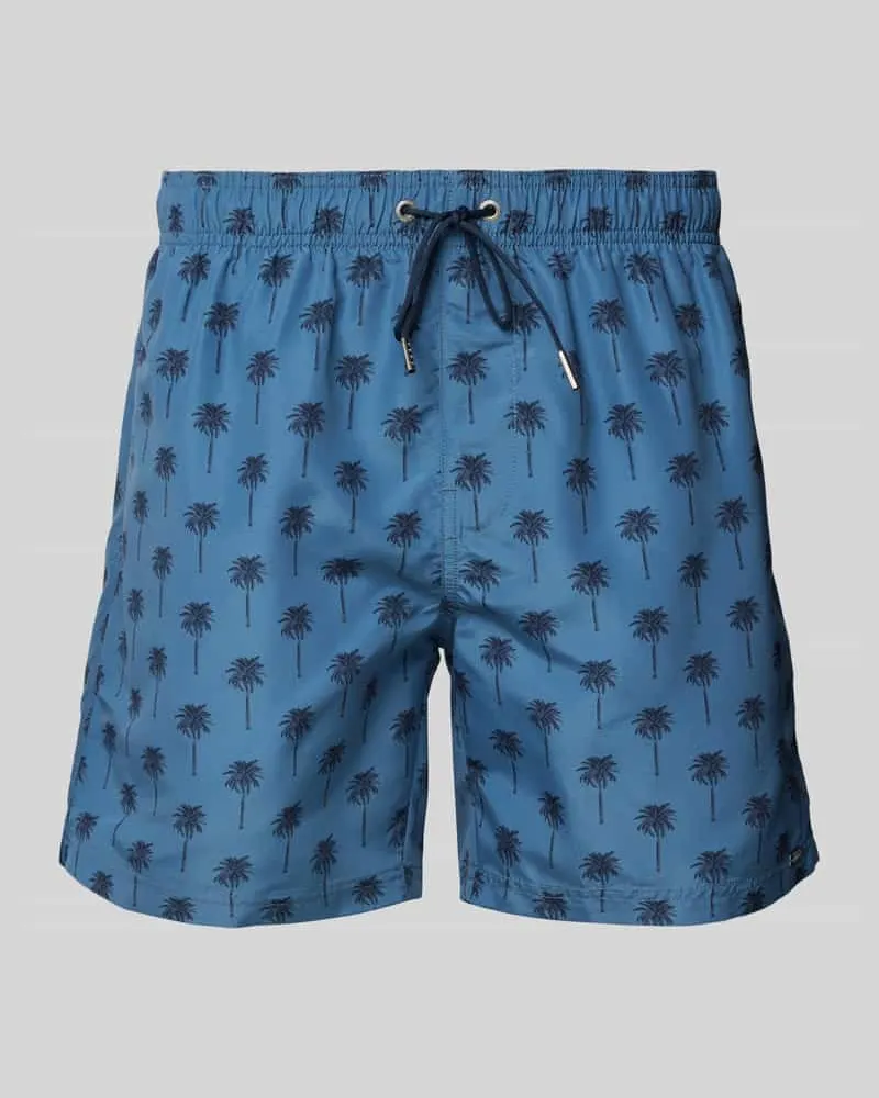 Schiesser Relaxed Fit Badeshorts mit Label-Applikation Blau