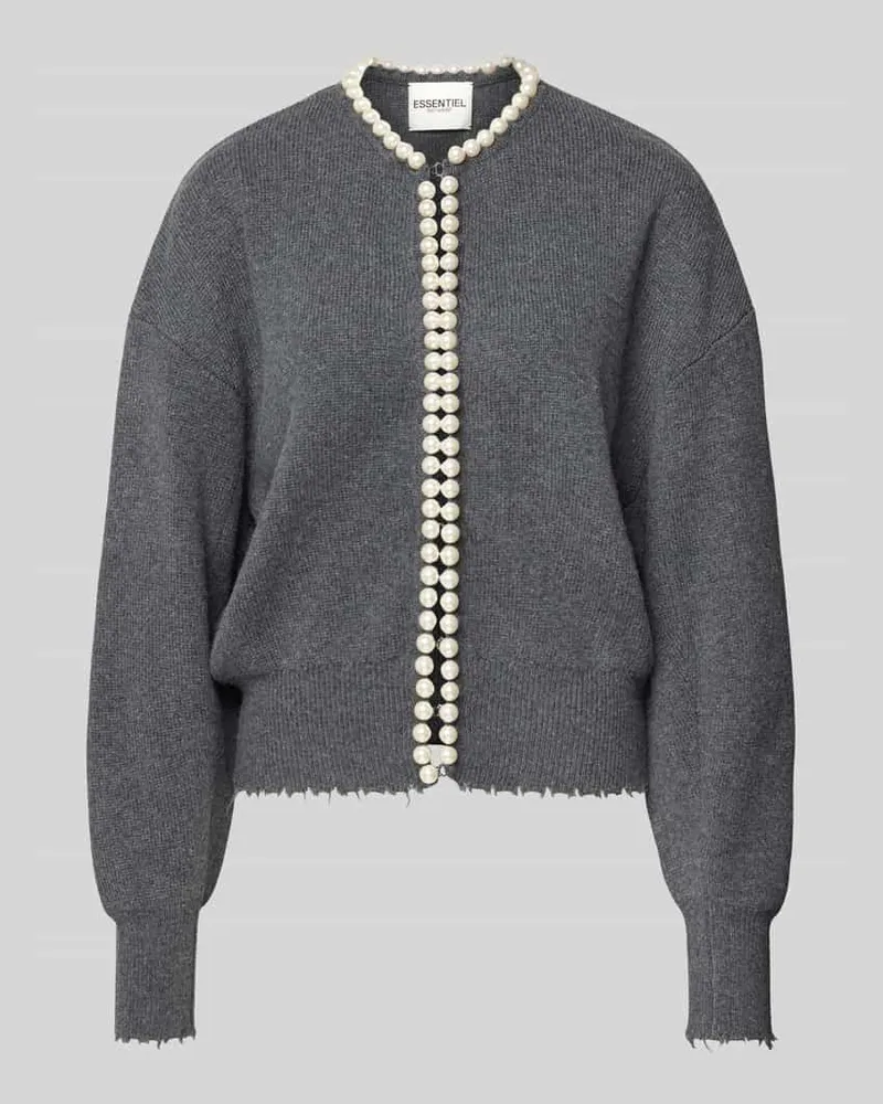 Essentiel Comfort Fit Strickjacke aus Woll-Mix mit Kaschmir Modell 'IDEAS Anthrazit