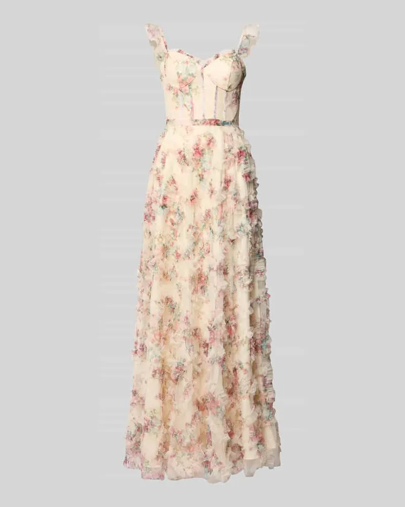 Unique Maxikleid mit Rüschen im Stufen-Look Hellgelb