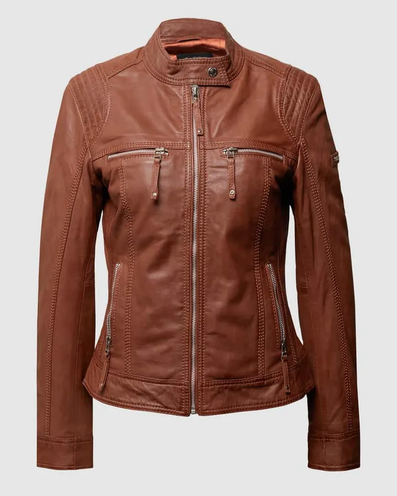 CABRINI Lederjacke im Biker-Look Cognac