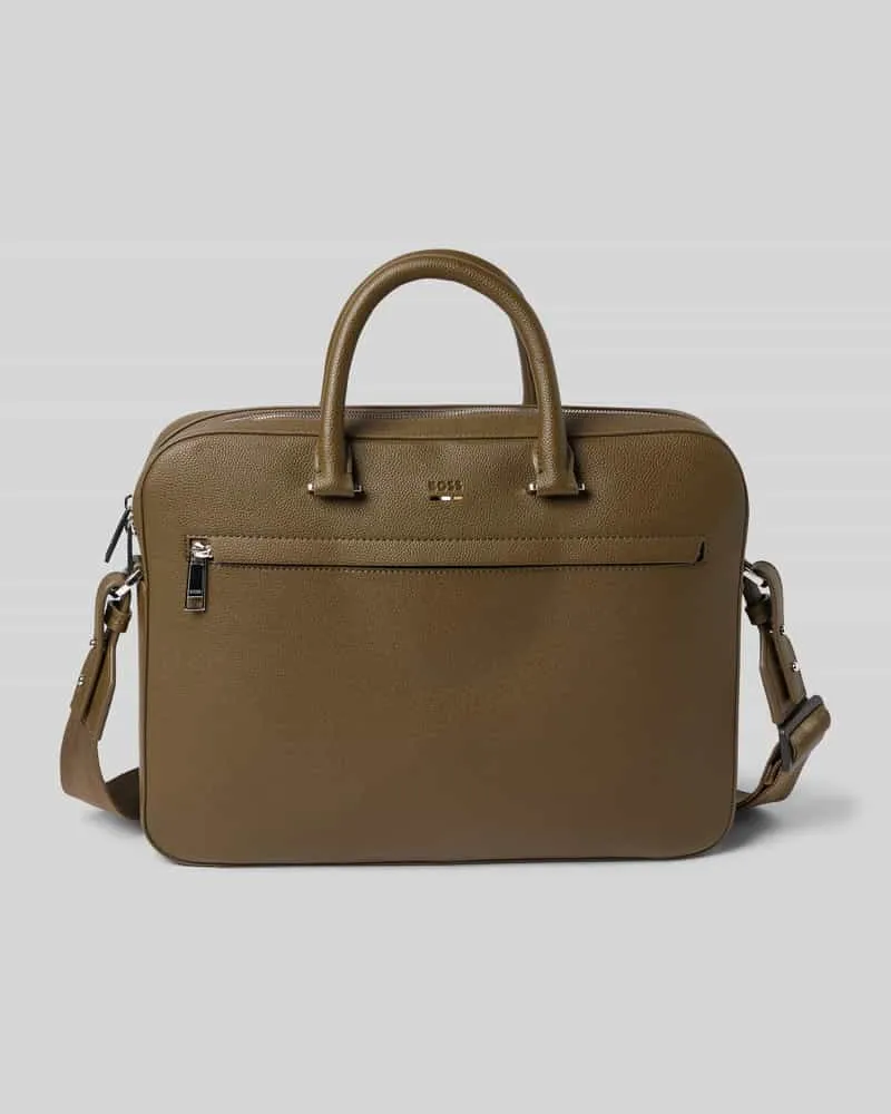 HUGO BOSS Laptoptasche mit Reißverschlussfächern außen Modell 'RAY Gruen