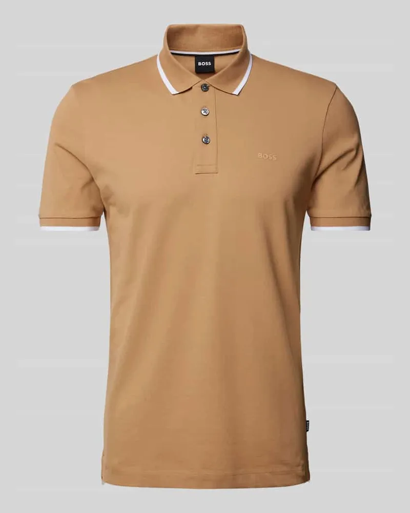 HUGO BOSS Poloshirt mit Kontraststreifen Modell 'Parlay Beige