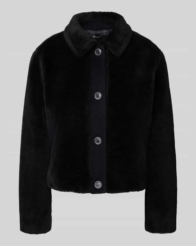 Marc Cain Webpelzjacke mit Umlegekragen Black