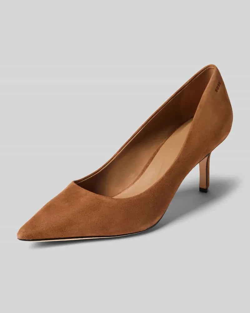 HUGO BOSS Pumps aus echtem Ziegenleder Modell 'Miah_Pump70_SD Mittelbraun
