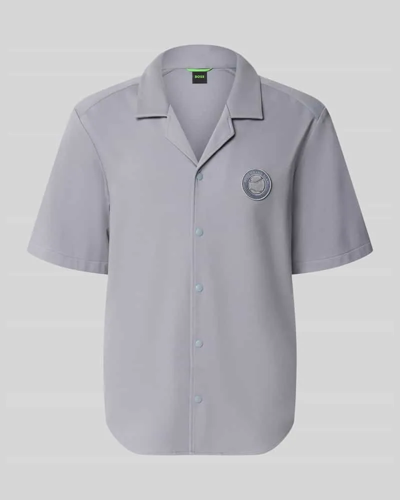 HUGO BOSS Relaxed Fit Freizeithemd aus Viskose-Mix Modell 'ST_UNION S Rauchblau
