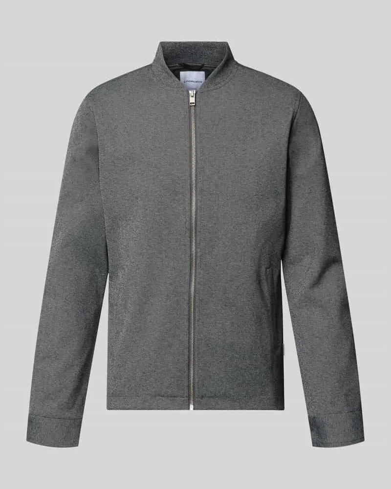 Lindbergh Regular Fit Sweatjacke mit Stehkragen Hellgrau