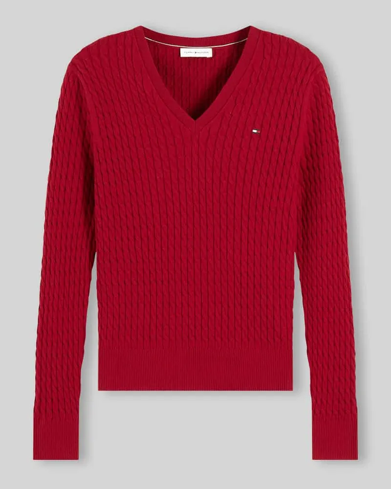 Tommy Hilfiger Regular Fit Pullover aus reiner Baumwolle Bordeaux