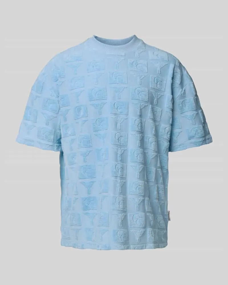 Carlo Colucci Loose Fit T-Shirt mit Stehkragen Hellblau