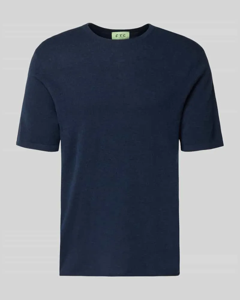 FTC Cashmere Strickshirt mit Kaschmir-Anteil und Knopfleiste Marine