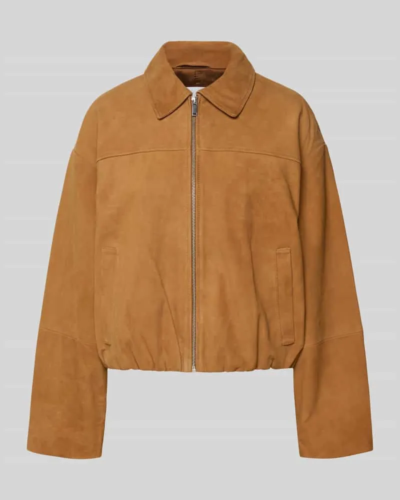 JAKE*S Bomberjacke aus Velours mit Eingrifftaschen Sand