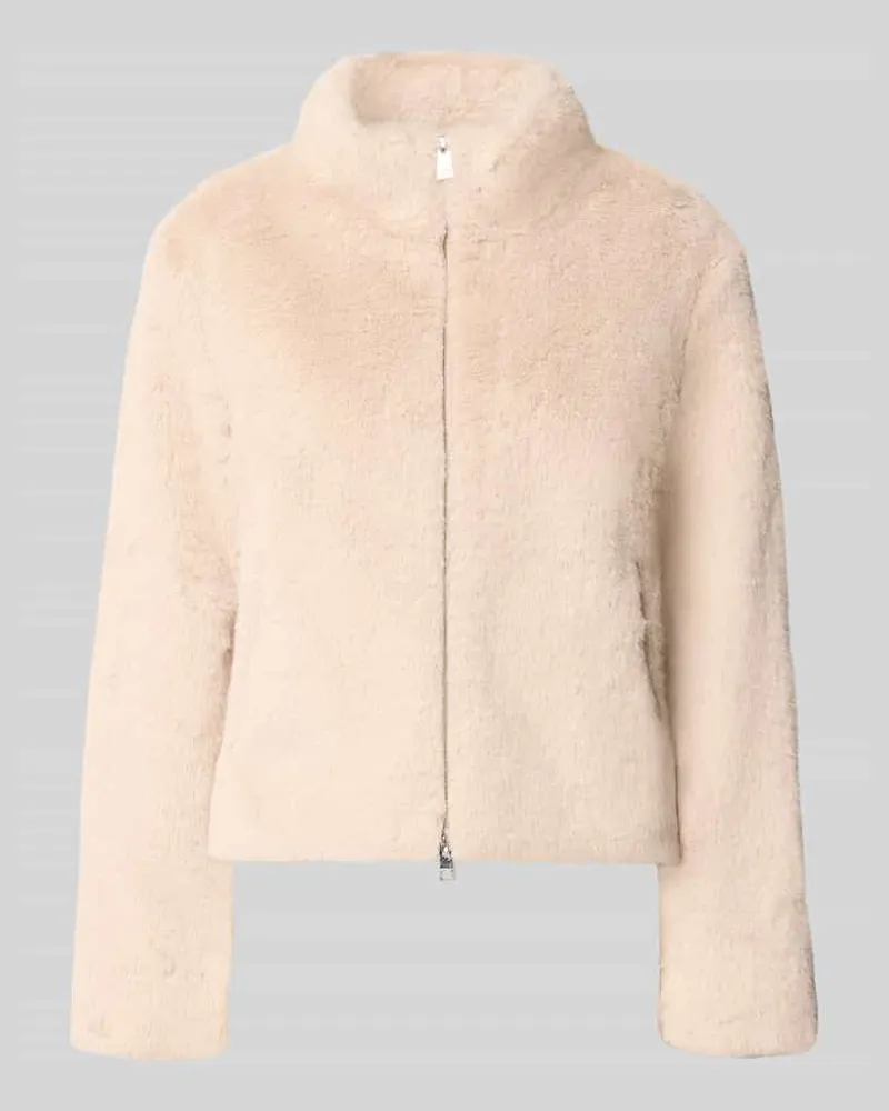 Marc Cain Jacke aus Kunstfell mit Zweiwege-Reißverschluss Taupe