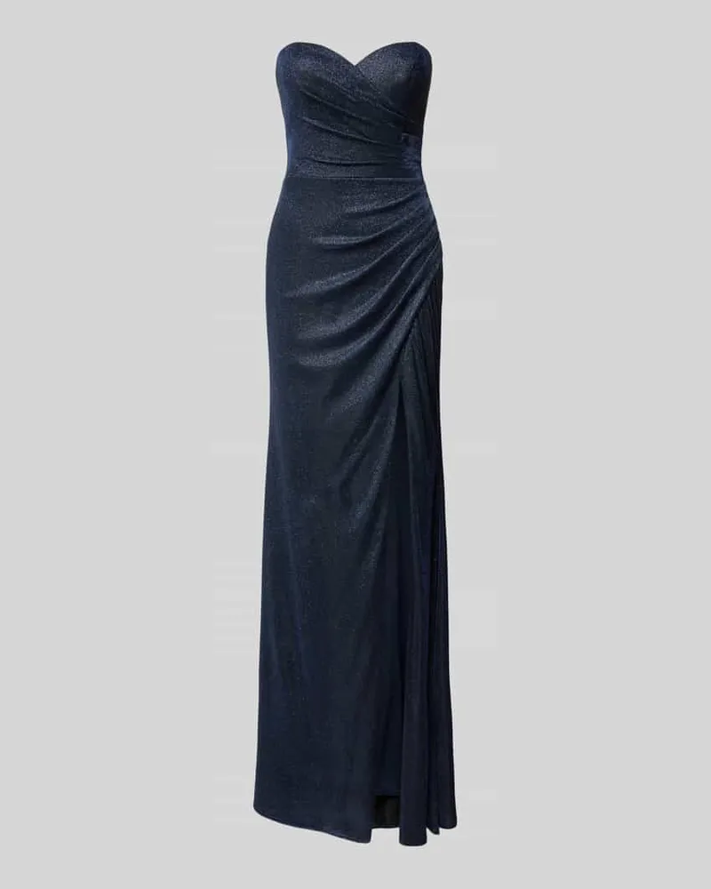 LUXUAR Abendkleid im Off-Shoulder-Look mit Gehschlitz Marine