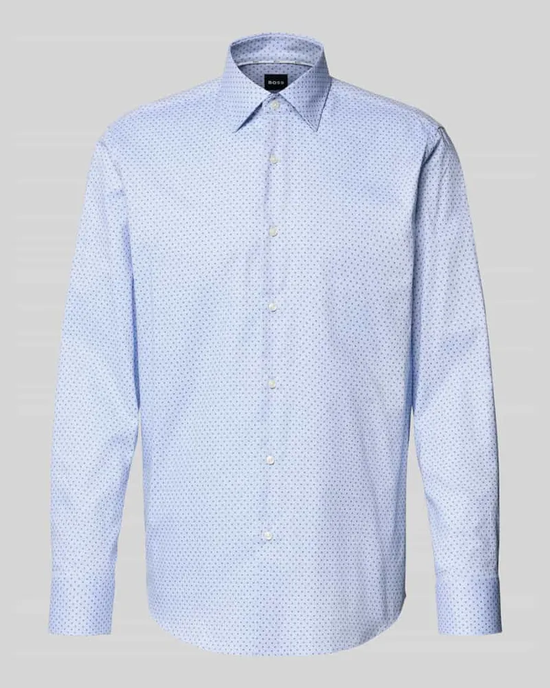 HUGO BOSS Regular Fit Businesshemd aus Baumwoll-Mix Modell 'JOE Bleu