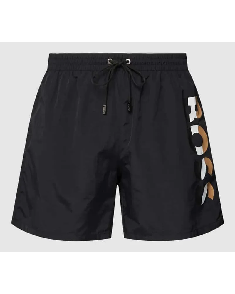 HUGO BOSS Badehose mit Label-Detail Modell 'Bold Black