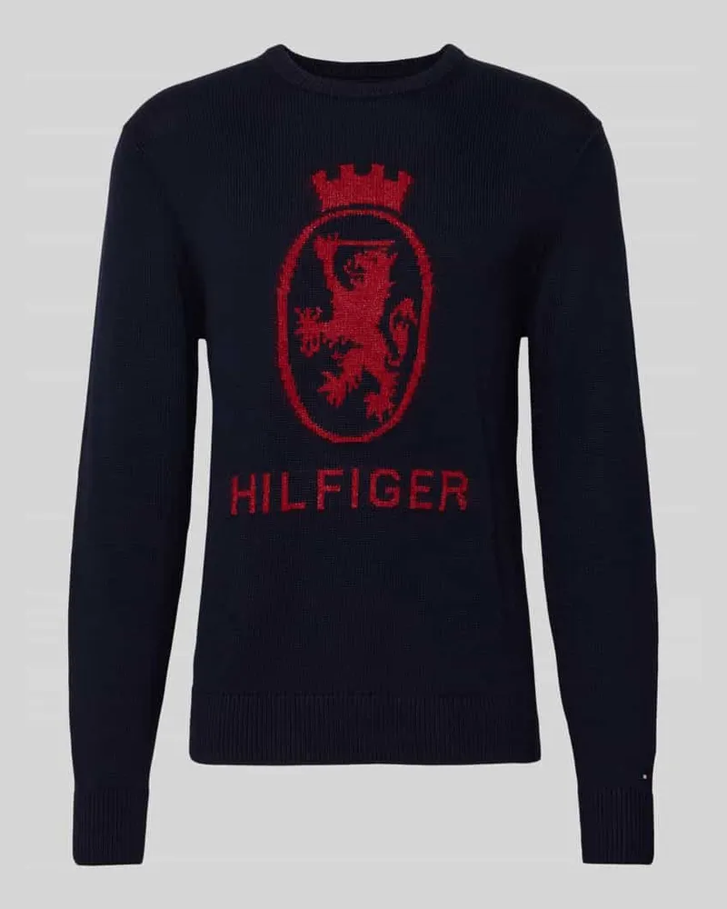 Tommy Hilfiger Regular Fit Strickpullover aus reiner Baumwolle Marine