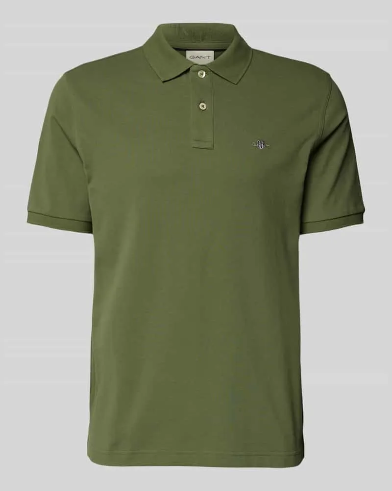 Gant Slim Fit Poloshirt mit Logo-Stitching Oliv