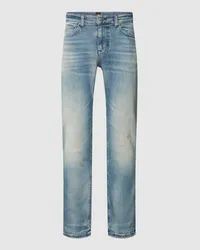 HUGO BOSS Slim Fit Jeans im Destroyed-Look Modell 'Delaware Hellblau