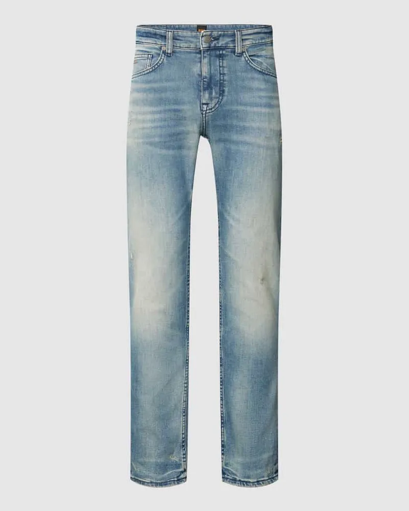 HUGO BOSS Slim Fit Jeans im Destroyed-Look Modell 'Delaware Hellblau