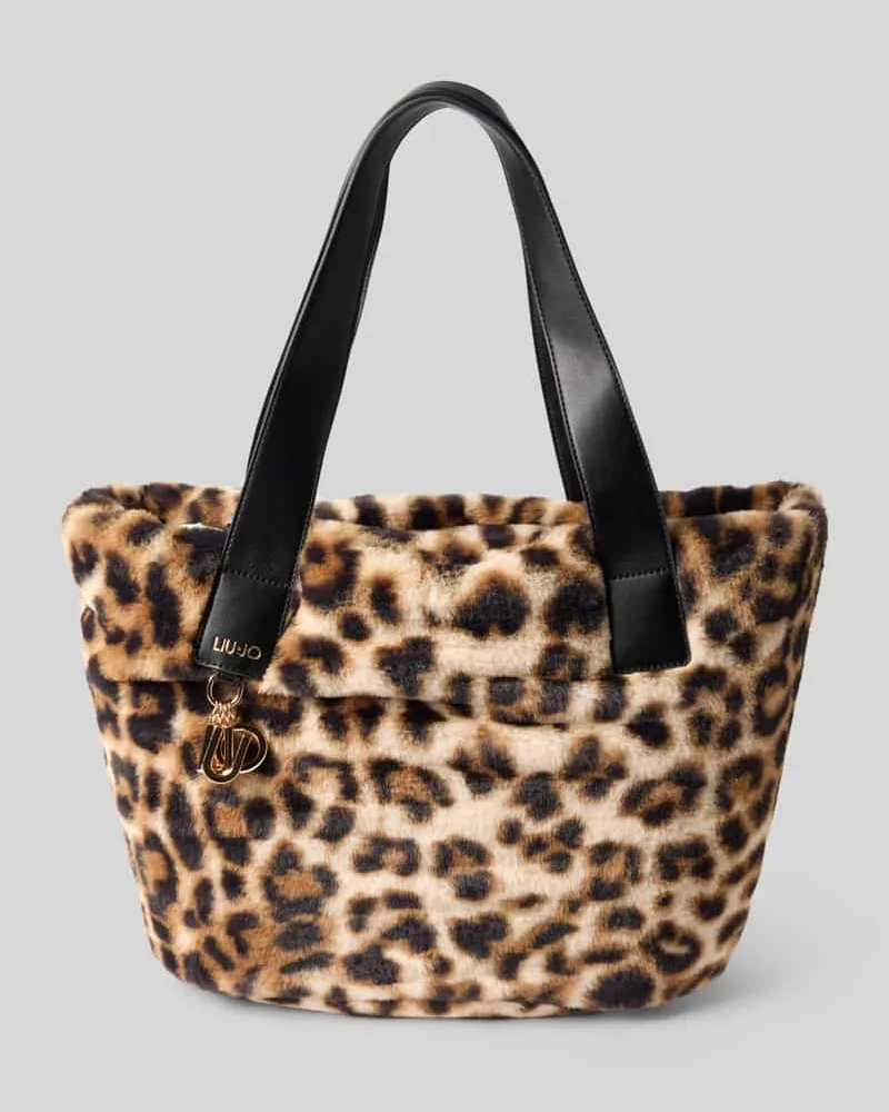 Liu Jo Tote Bag mit Kunstfellbesatz Mittelbraun