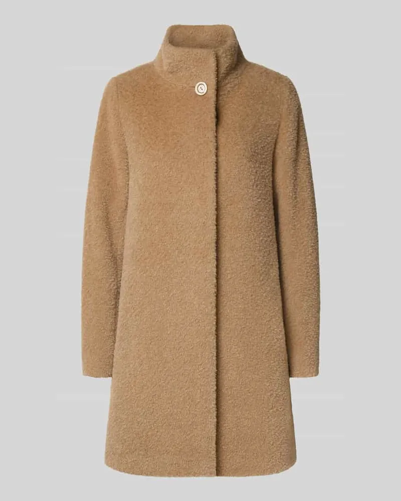 Cinzia Rocca Wollmantel mit Stehkragen Camel
