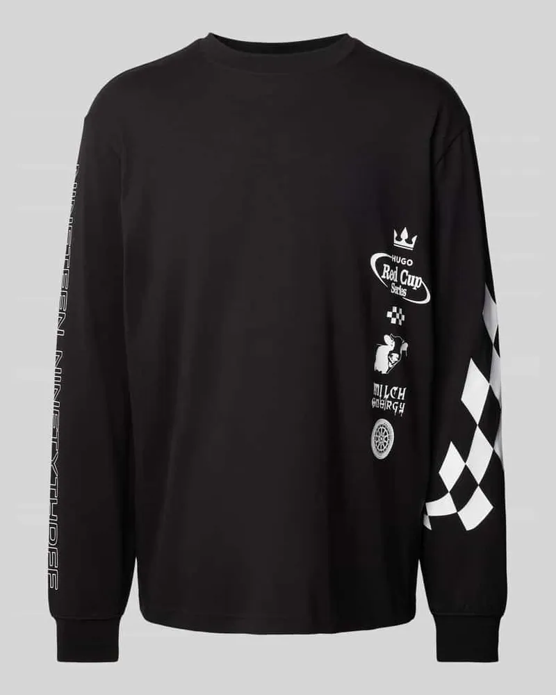 HUGO BOSS Sweatshirt mit Motiv-Print Modell 'Dasino Black