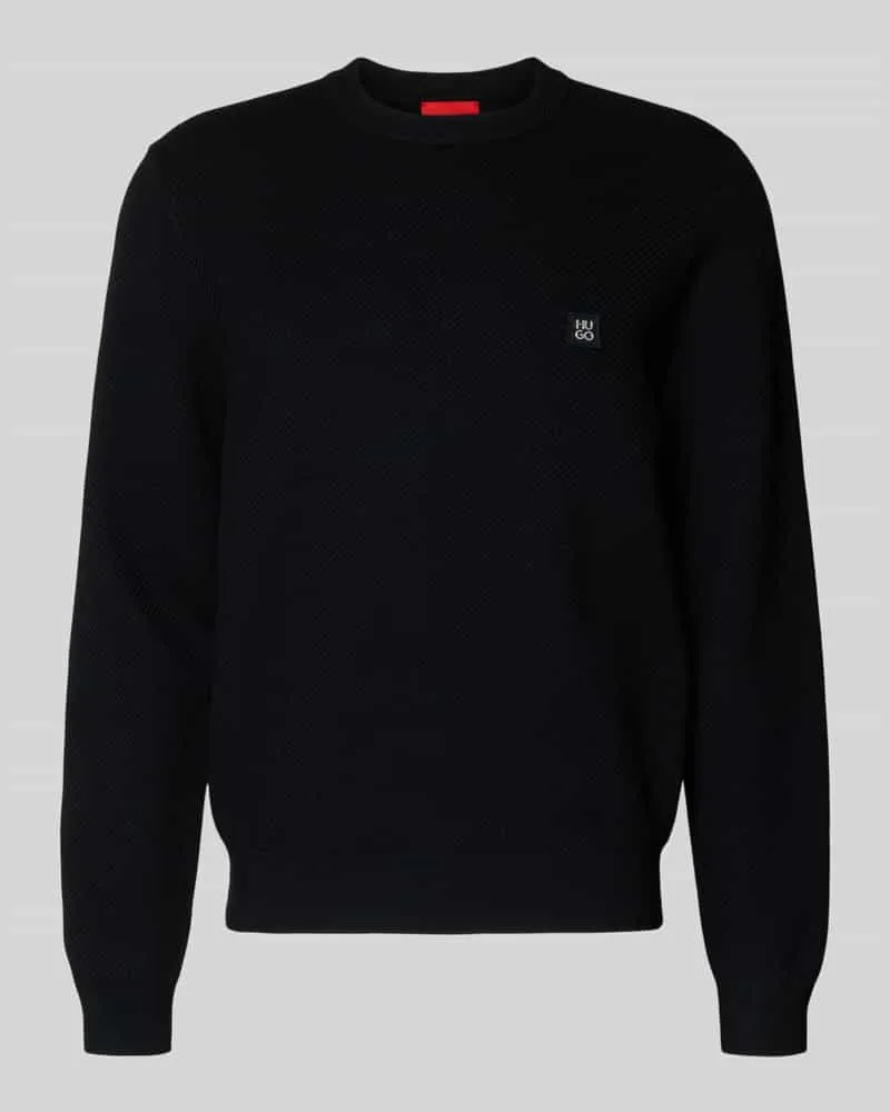 HUGO BOSS Regular Fit Pullover mit Schurwoll-Anteil Modell 'SETAL Black