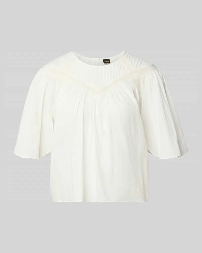 HUGO BOSS Relaxed Fit Blusenshirt aus reiner Baumwolle Modell 'C_BENZY Offwhite