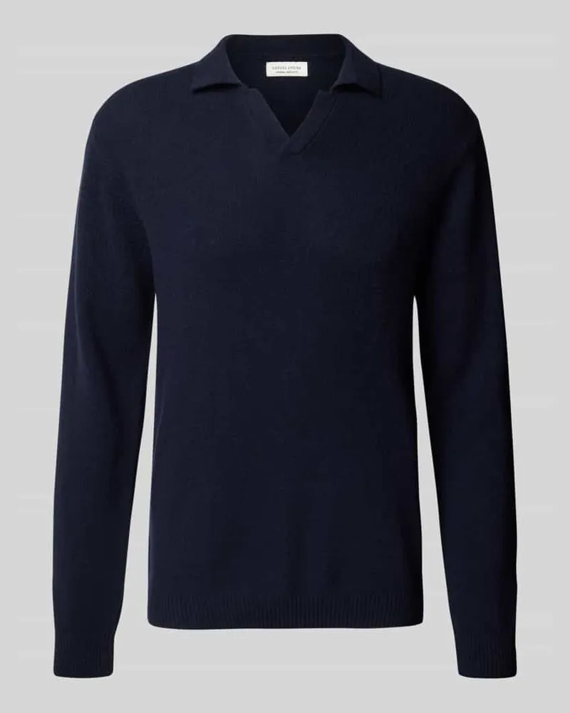 Casual Friday Strickpullover aus Woll-Mix mit Polokragen Modell 'Karl Dunkelblau
