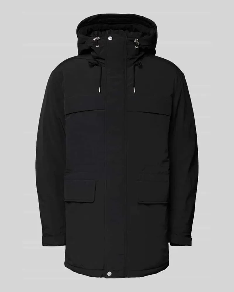 Tommy Hilfiger Regular Fit Parka mit Kapuze Modell 'CITY READY Black