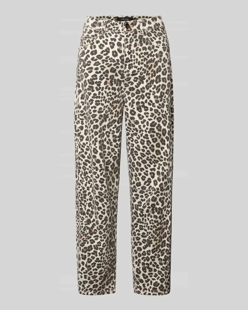 Marc Cain Balloon Fit Jeans mit Allover-Leo-Print Sand