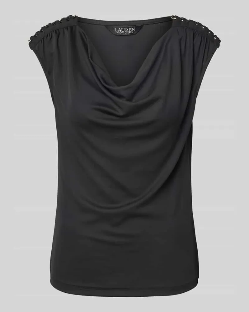 Ralph Lauren T-Shirt mit Wasserfall-Ausschnitt 'PRIYANNE Black