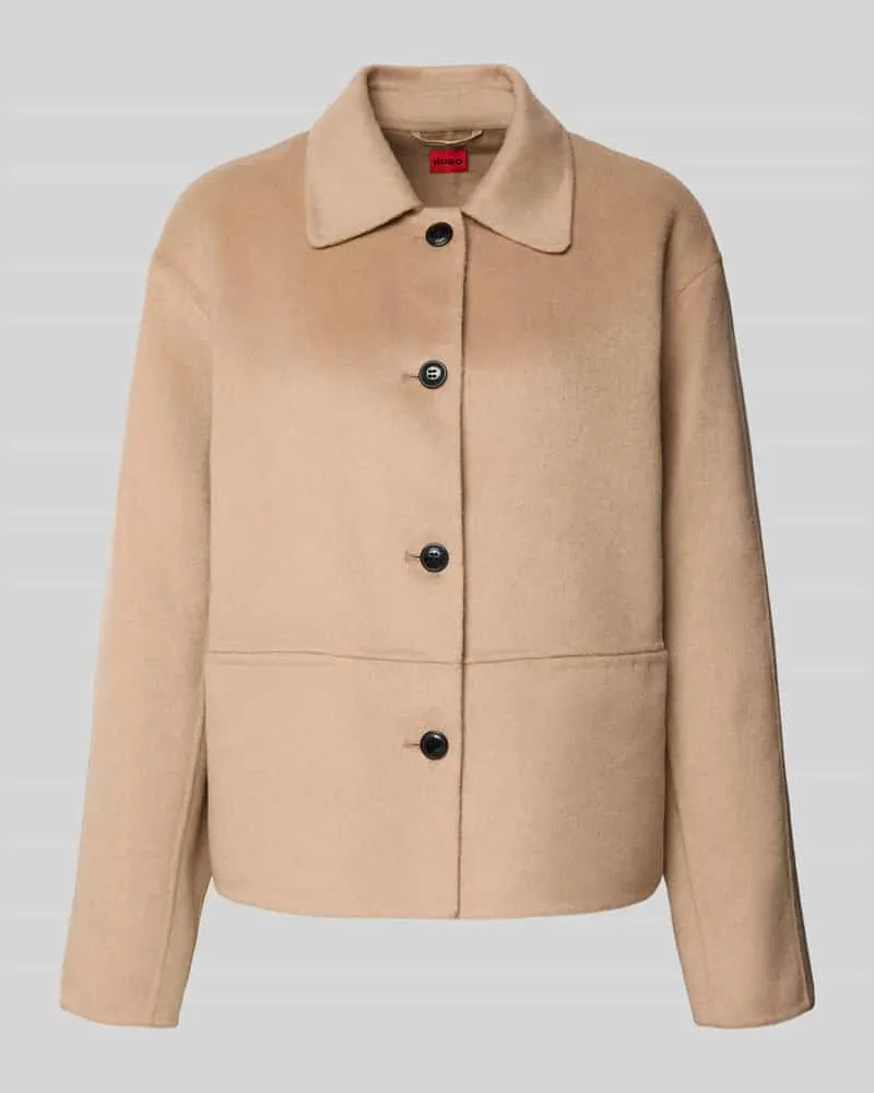 HUGO BOSS Relaxed Fit Jacke mit Woll-Anteil Modell 'ALUMAS-1 Sand