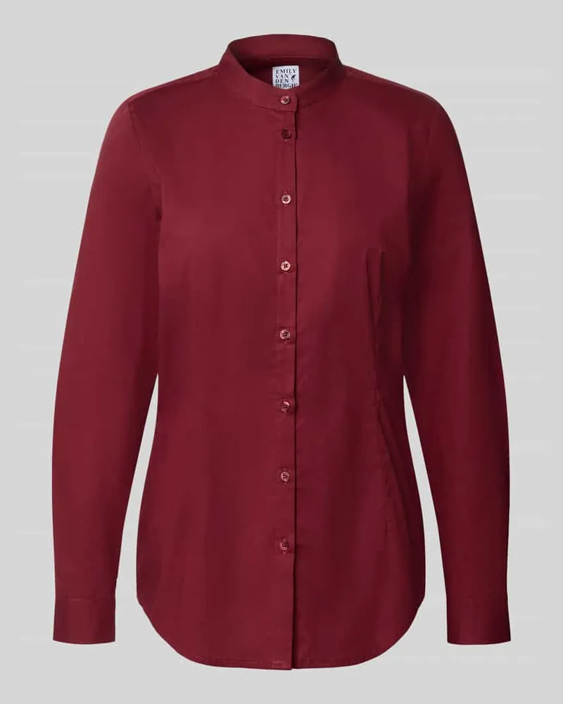 Emily van den Bergh Regular Fit Hemdbluse aus Baumwoll-Mix mit Stehkragen Bordeaux