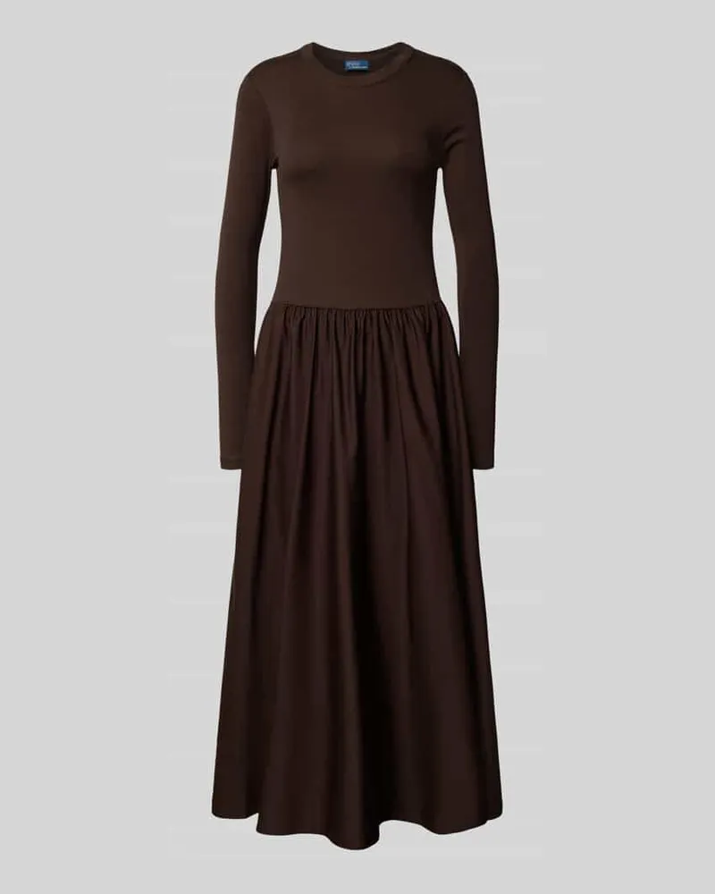 Ralph Lauren Midikleid mit Rundhalsausschnitt Dunkelbraun