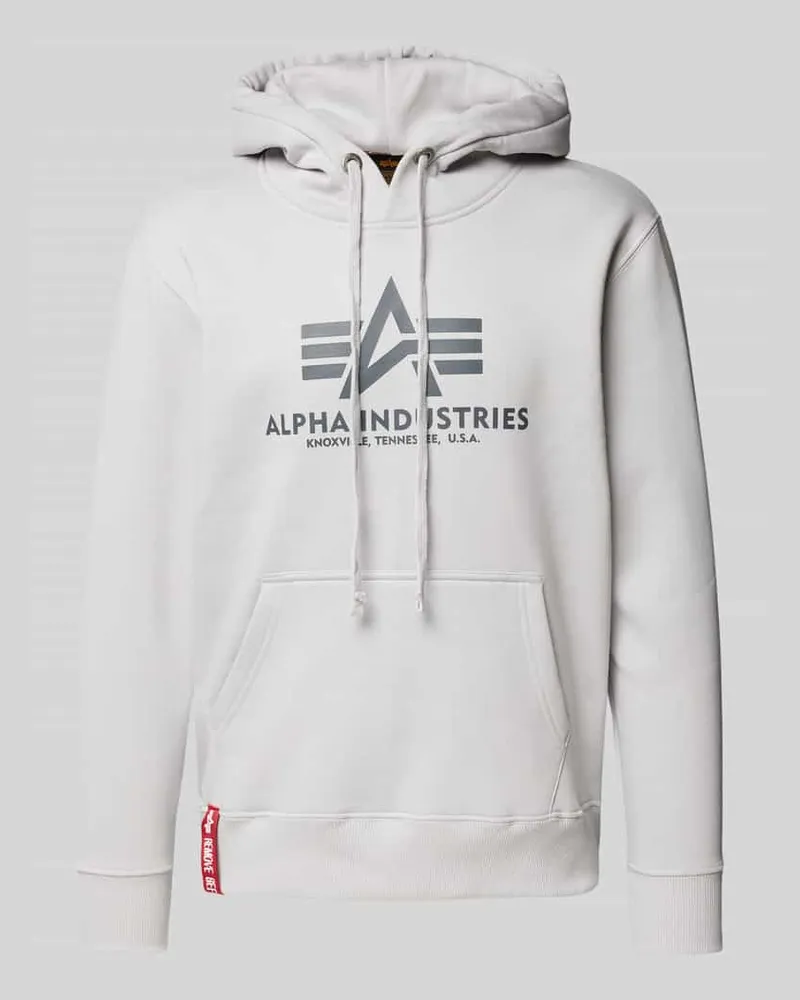 Alpha Industries Hoodie mit Label-Print Hellgrau