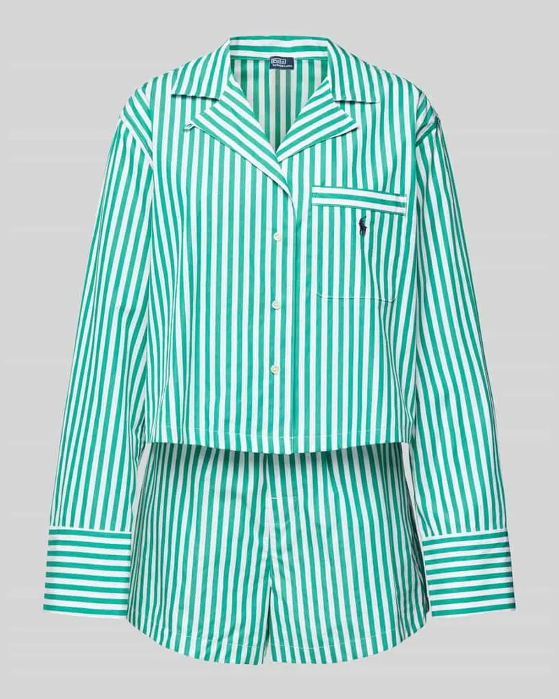 Ralph Lauren Pyjama mit Logo-Stitchings und Knopfleiste Gruen