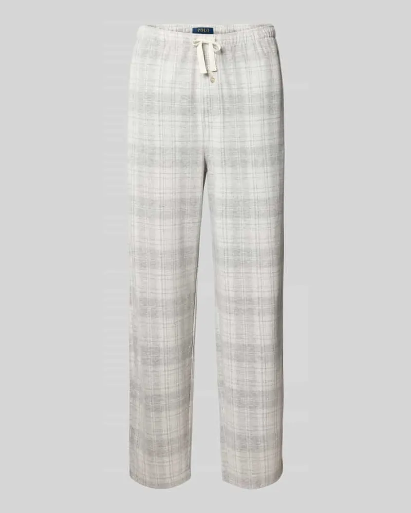 Ralph Lauren Regular Fit Pyjama-Hose mit Zierknopf Hellgrau