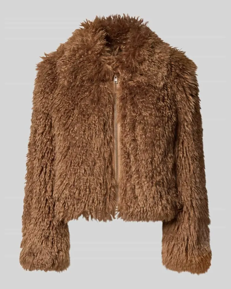 STAND Jacke aus Teddyfell mit Reißverschluss Hellbraun