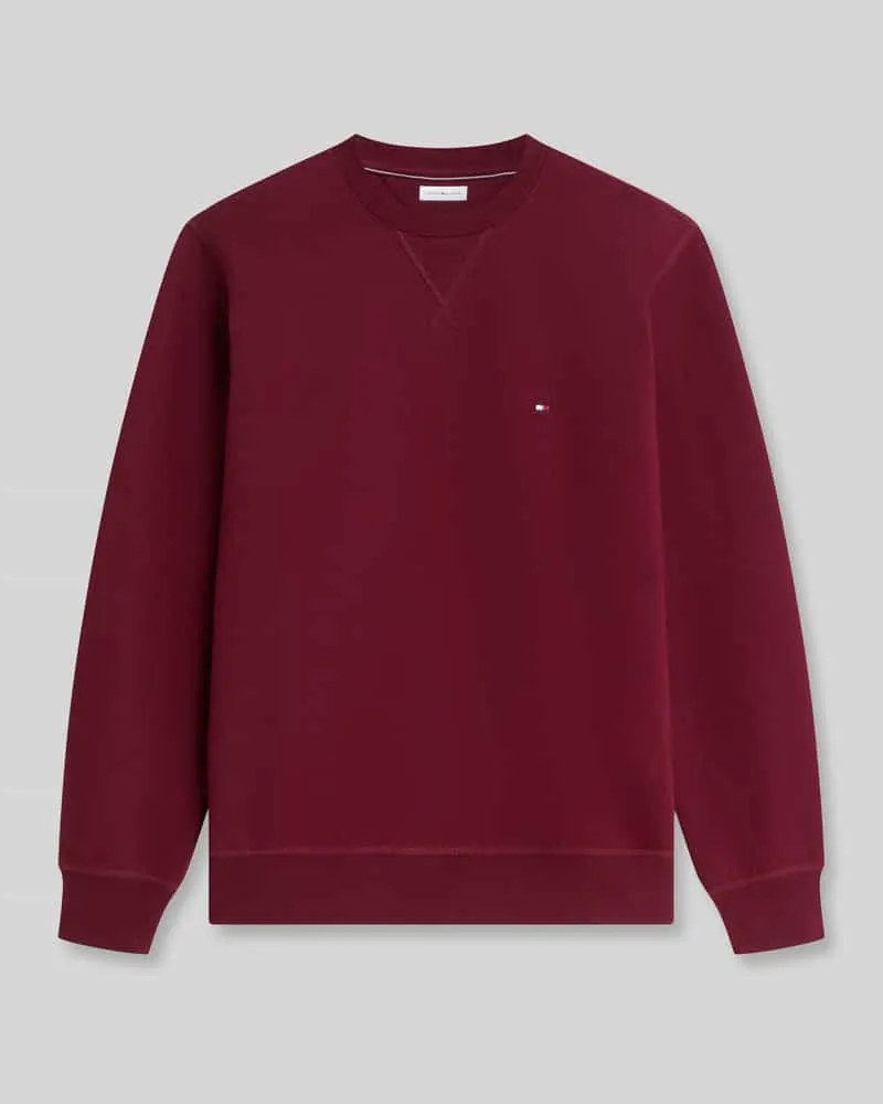 Tommy Hilfiger Regular Fit Sweatshirt aus reiner Baumwolle mit Logo-Stitching Bordeaux