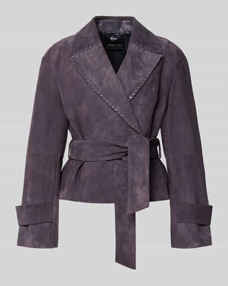 Marc Cain Lederjacke mit Bindegürtel Taupe