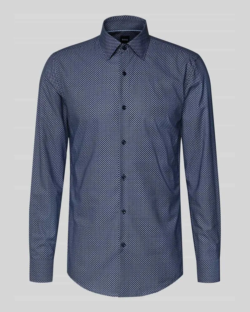 HUGO BOSS Slim Fit Businesshemd aus Lyocell-Baumwoll-Mix Modell 'HANK Marine