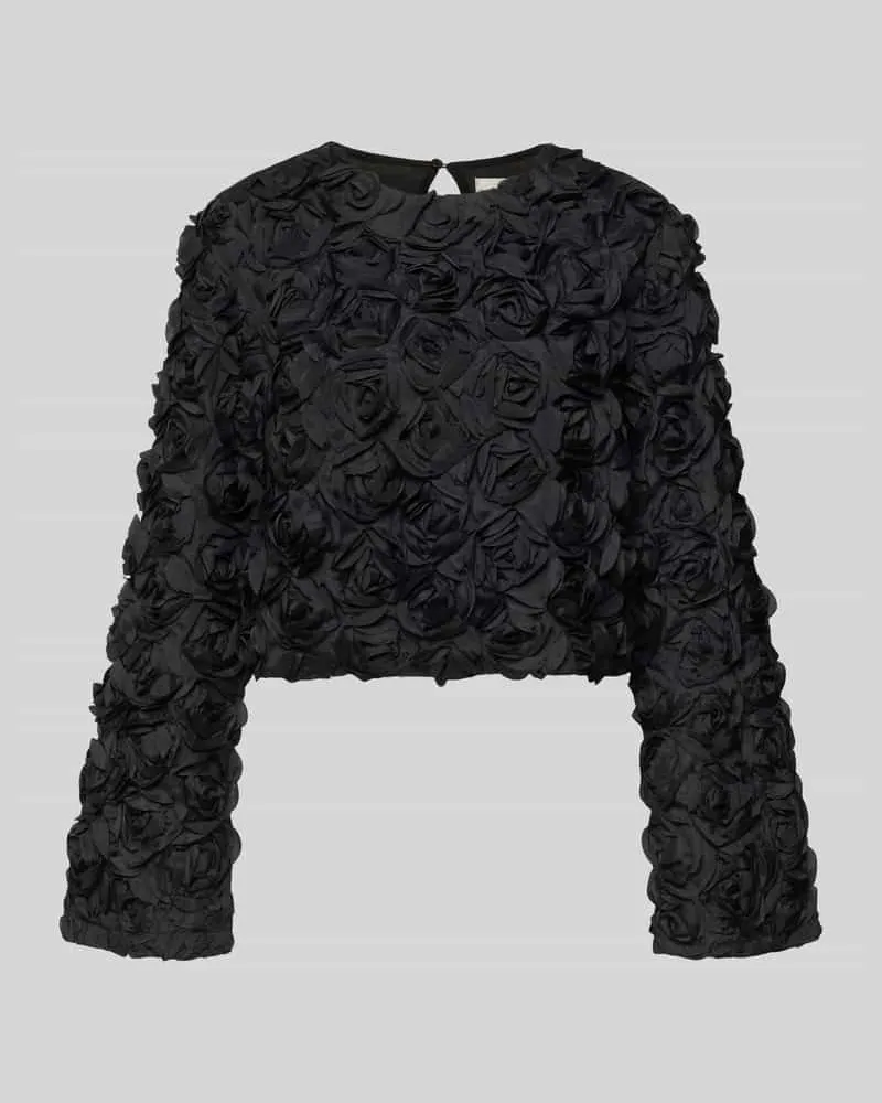 Gestuz Cropped Blusenshirt mit Rundhalsausschnitt Modell 'ingrid Black